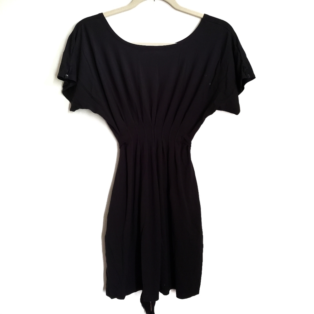 Gap Tunic XS Black Dolman Short Sleeve Tie Back